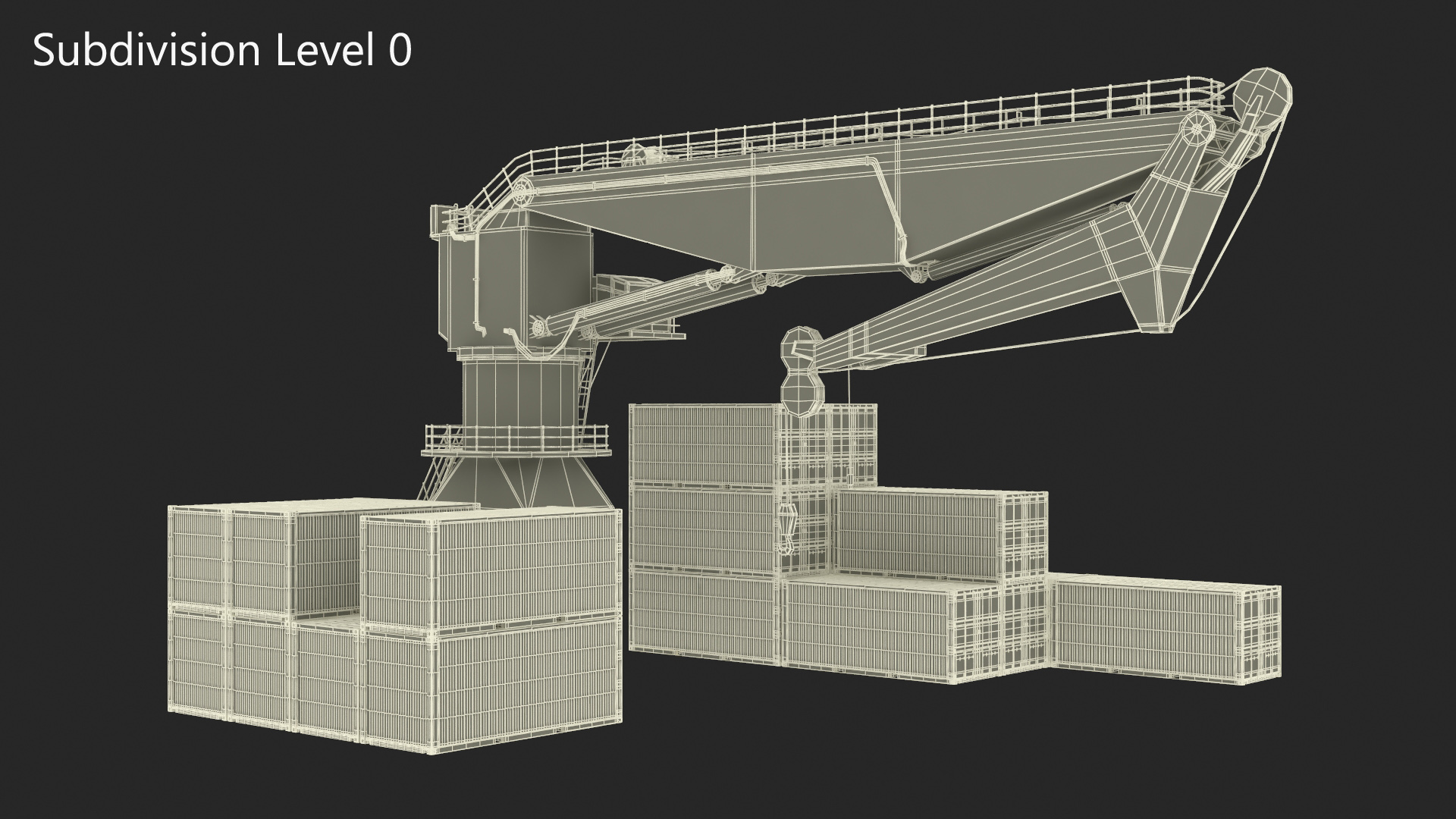 3D model Port Cargo Crane and Shipping Containers