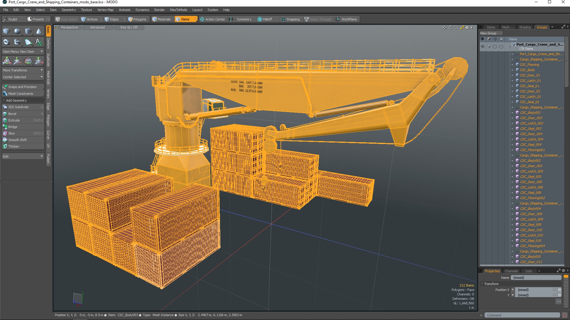 3D model Port Cargo Crane and Shipping Containers