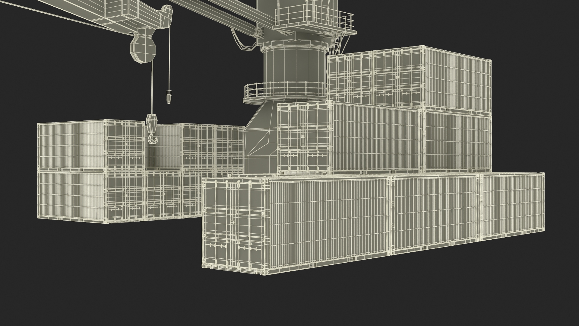 3D model Port Cargo Crane and Shipping Containers