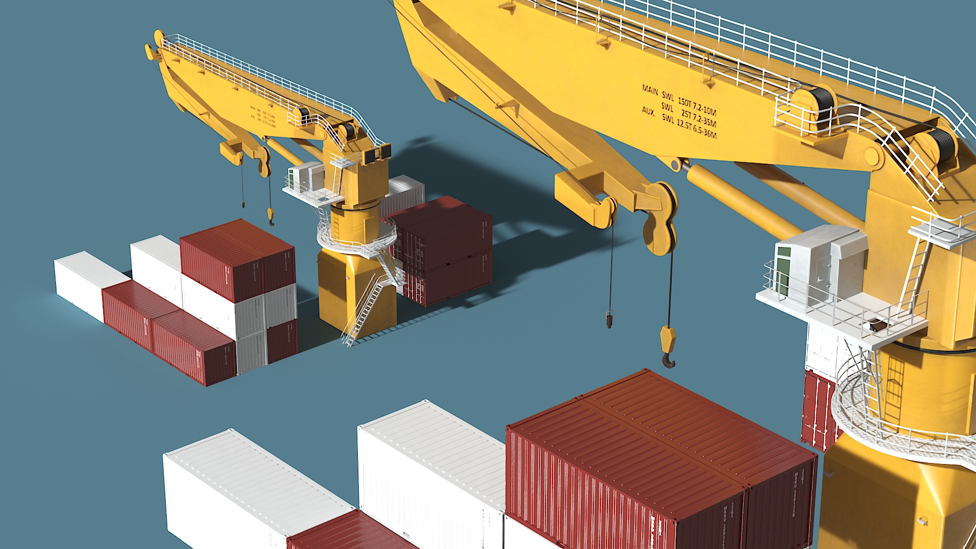 3D model Port Cargo Crane and Shipping Containers