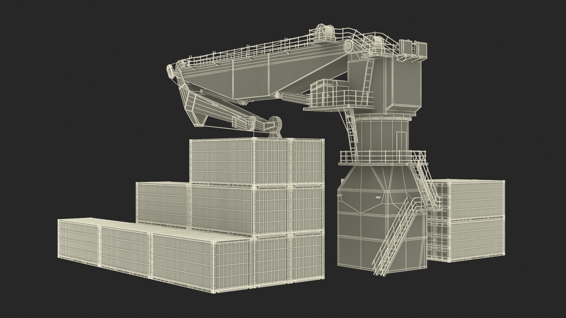 3D model Port Cargo Crane and Shipping Containers