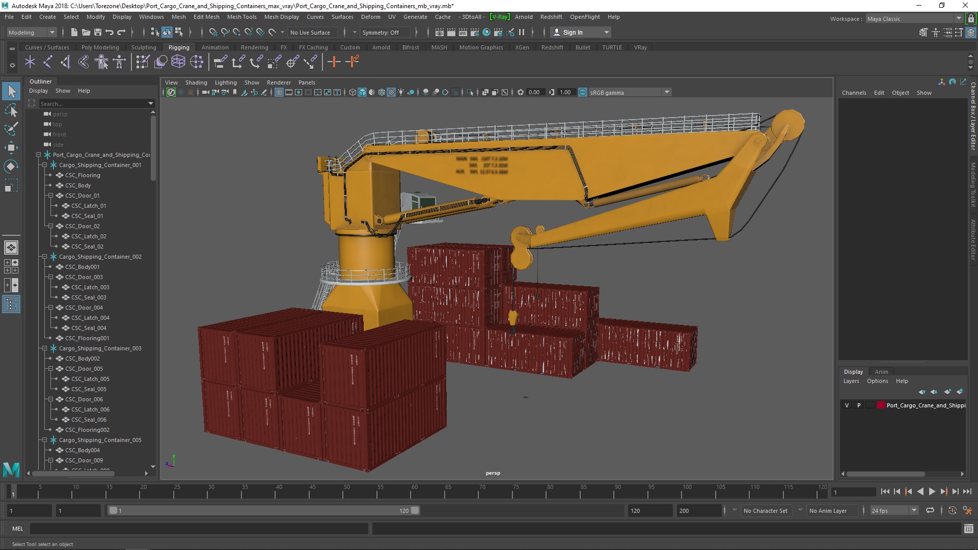 3D model Port Cargo Crane and Shipping Containers