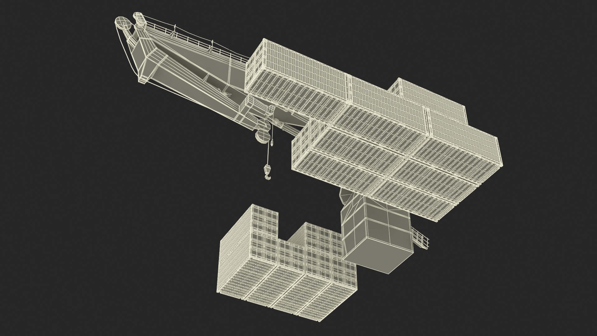 3D model Port Cargo Crane and Shipping Containers