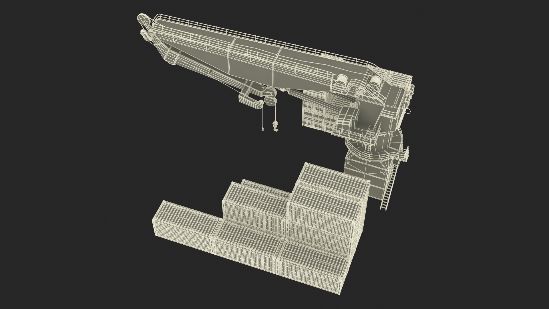 3D model Port Cargo Crane and Shipping Containers