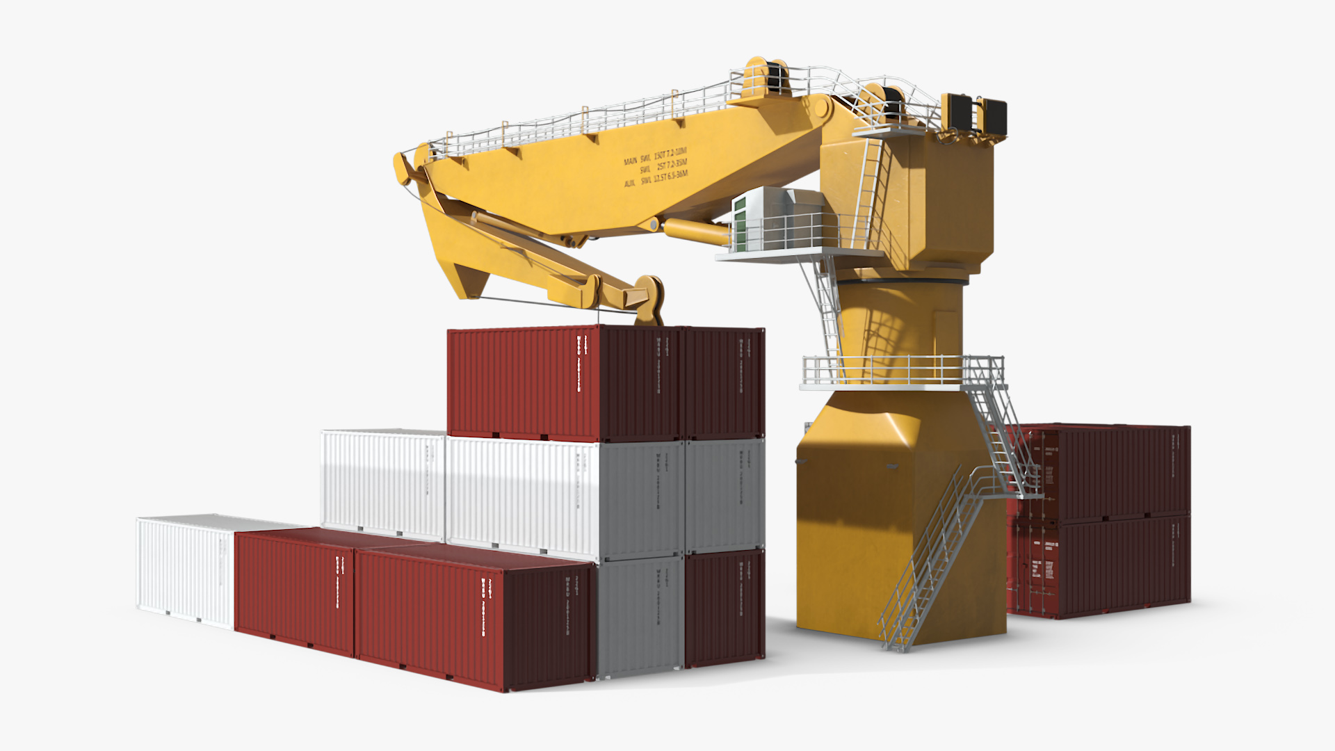 3D model Port Cargo Crane and Shipping Containers