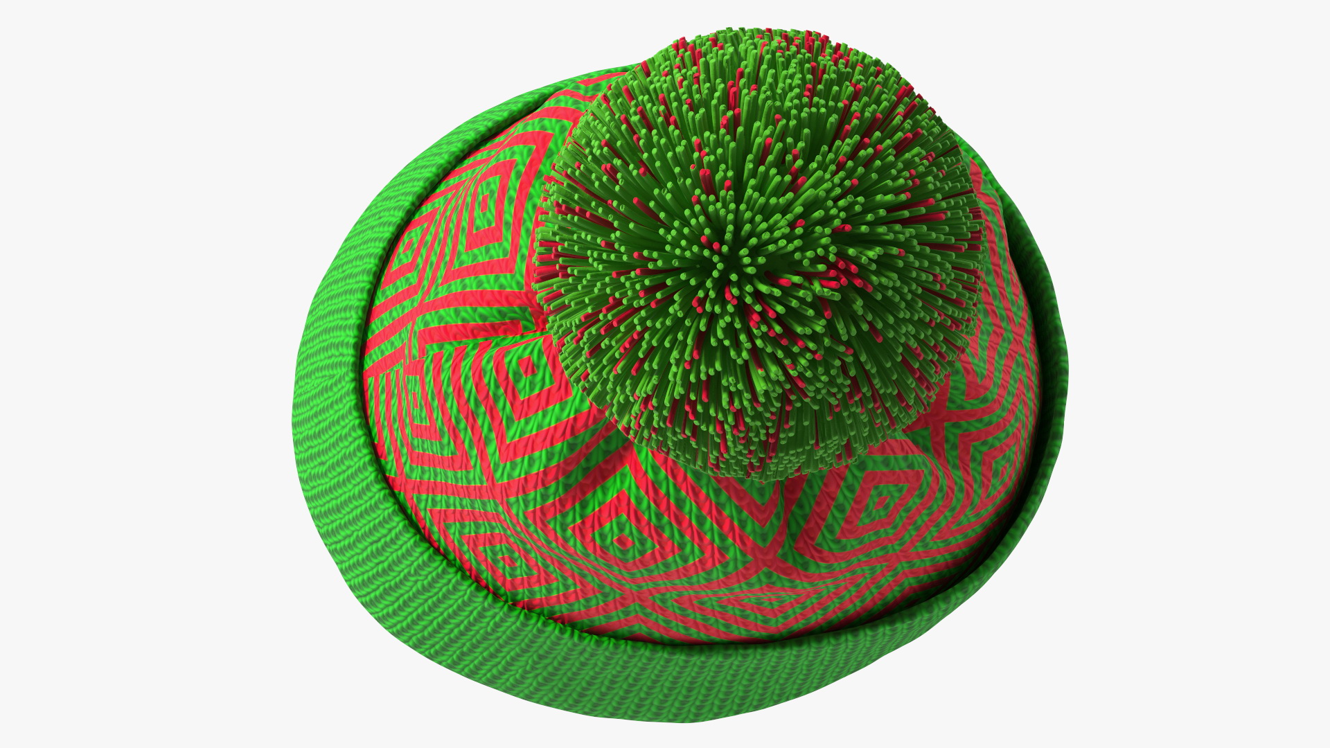 3D Winter Hat With Pompom Green model