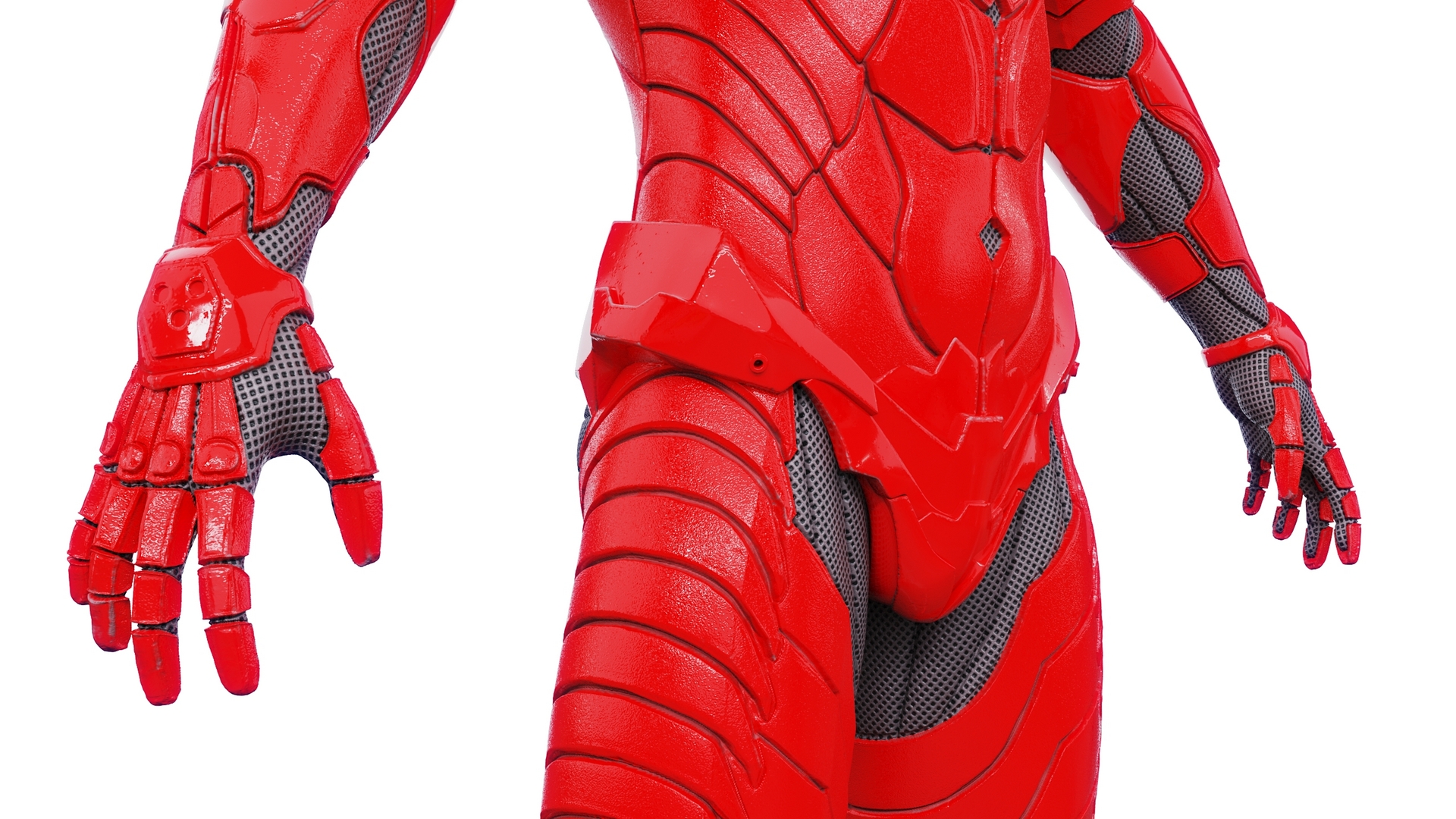 3D Futuristic Segmented Armor Soldier Red model