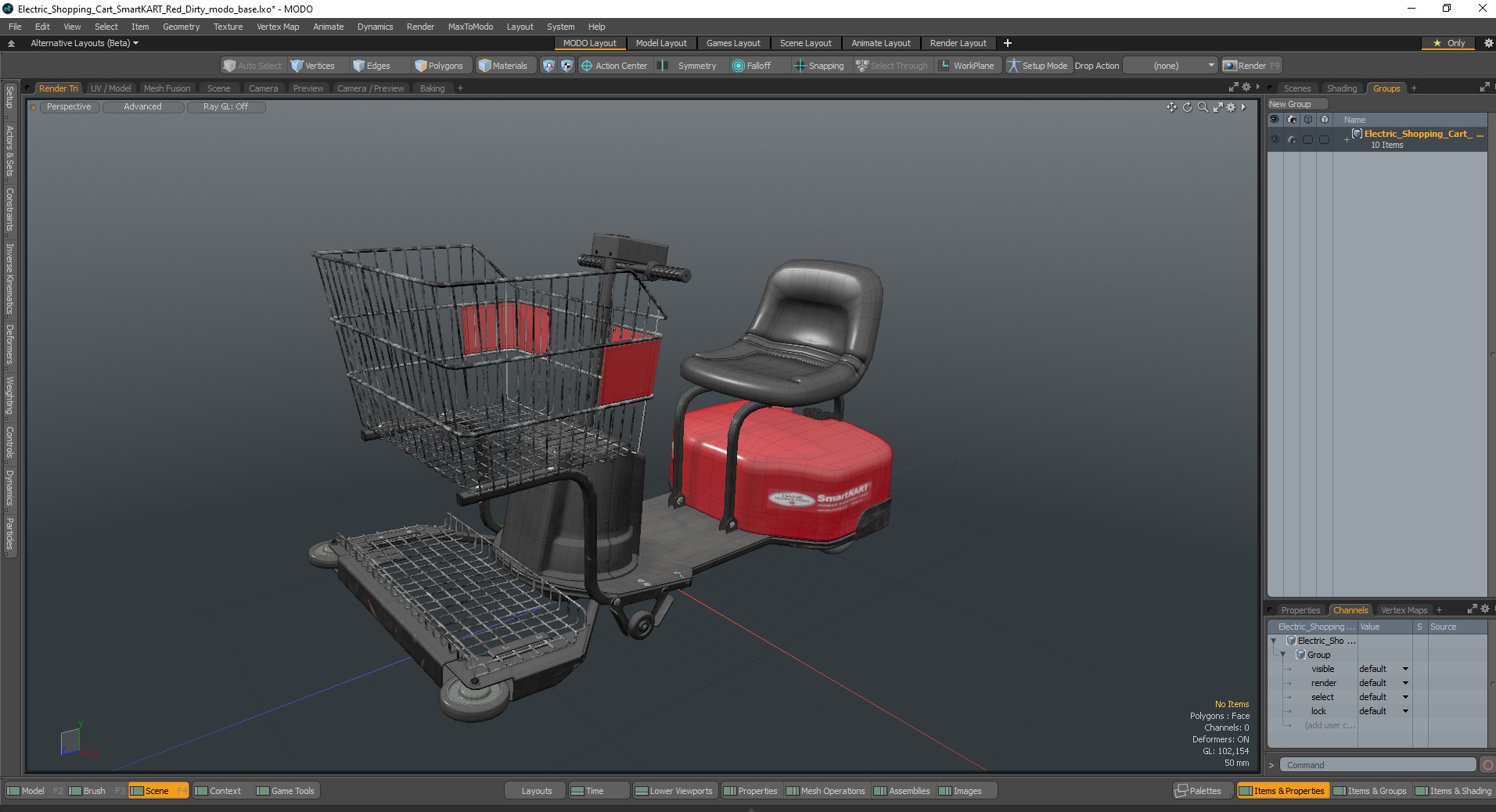 Electric Shopping Cart SmartKART Red Dirty 3D