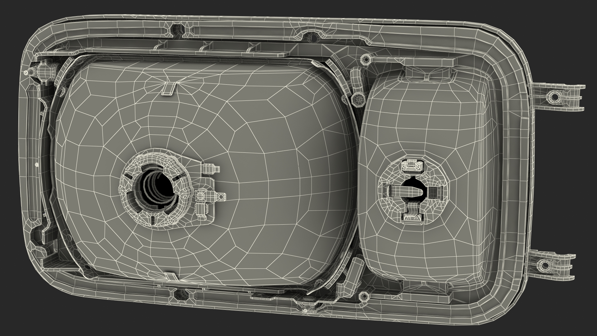 Right Rectangular Halogen H4 Truck Headlight 3D model