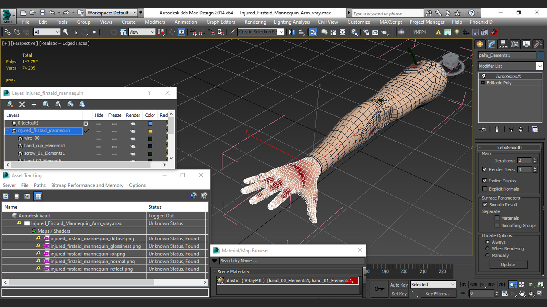 3D model Injured Firstaid Mannequin Arm