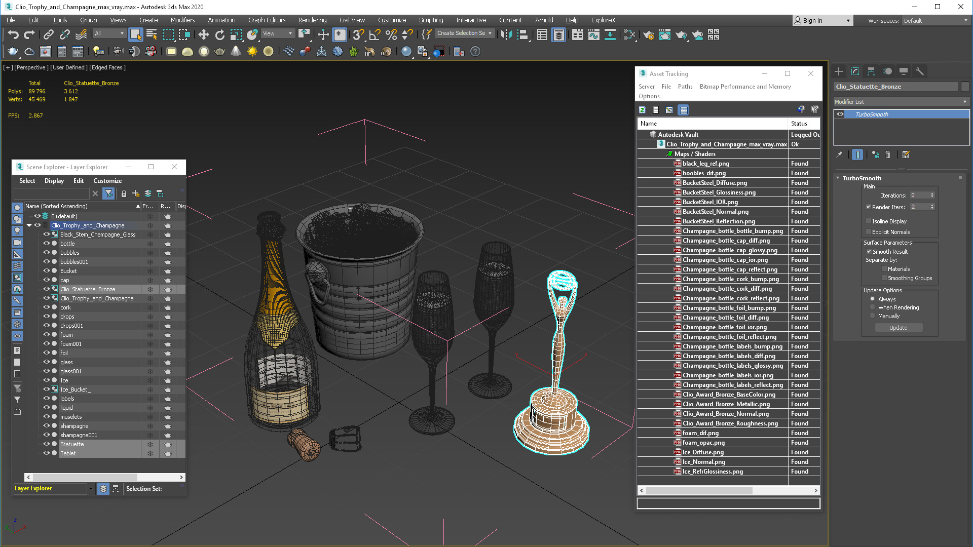 3D model Clio Trophy and Champagne