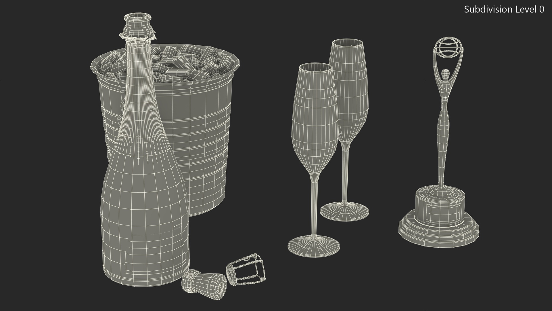 3D model Clio Trophy and Champagne