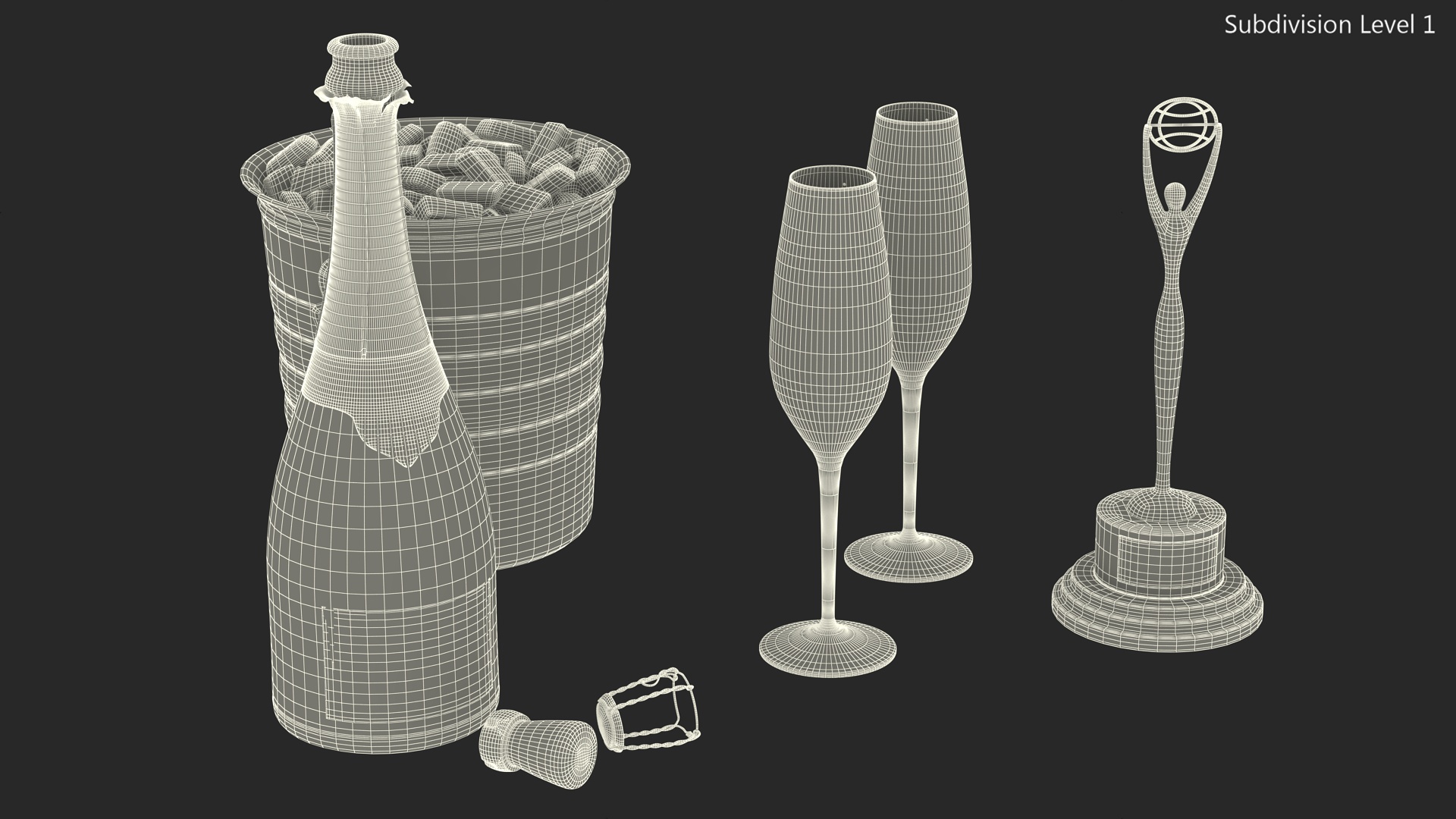 3D model Clio Trophy and Champagne