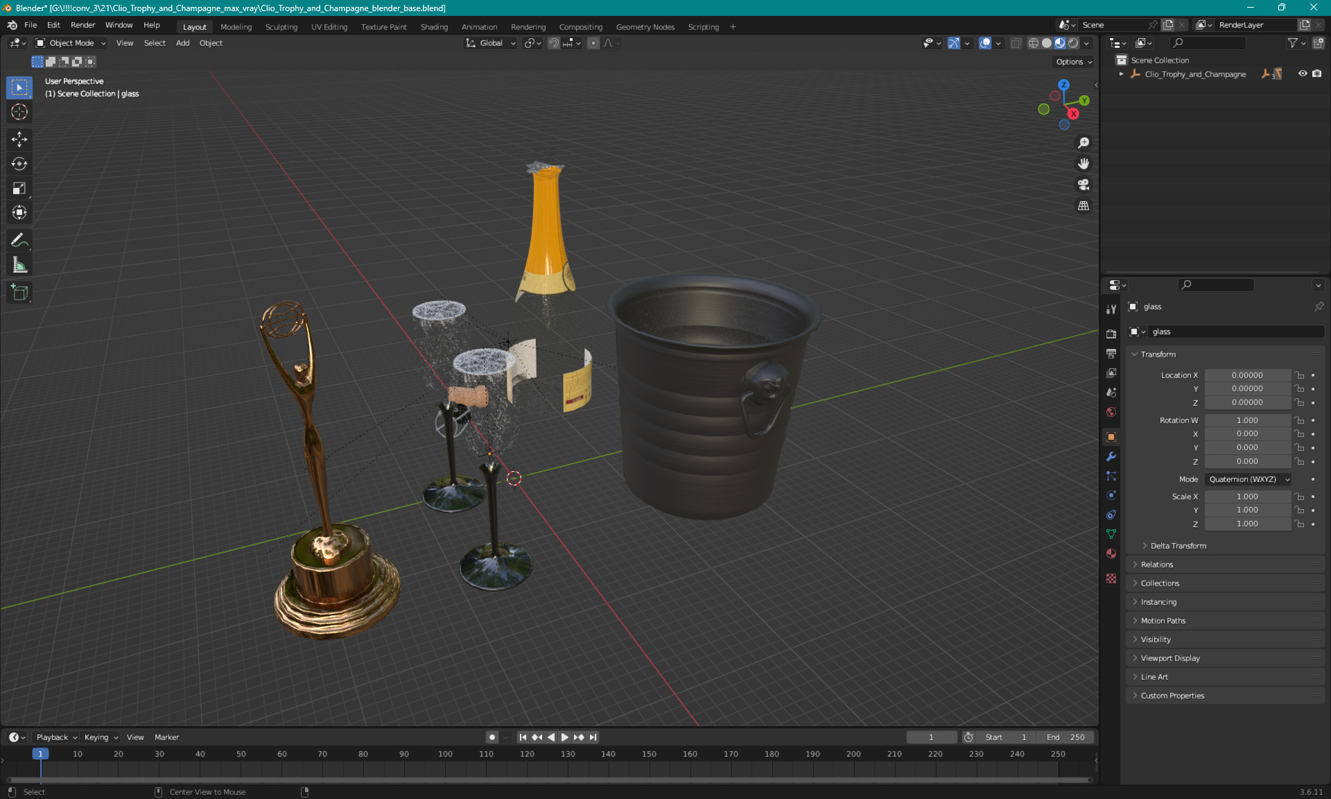 3D model Clio Trophy and Champagne