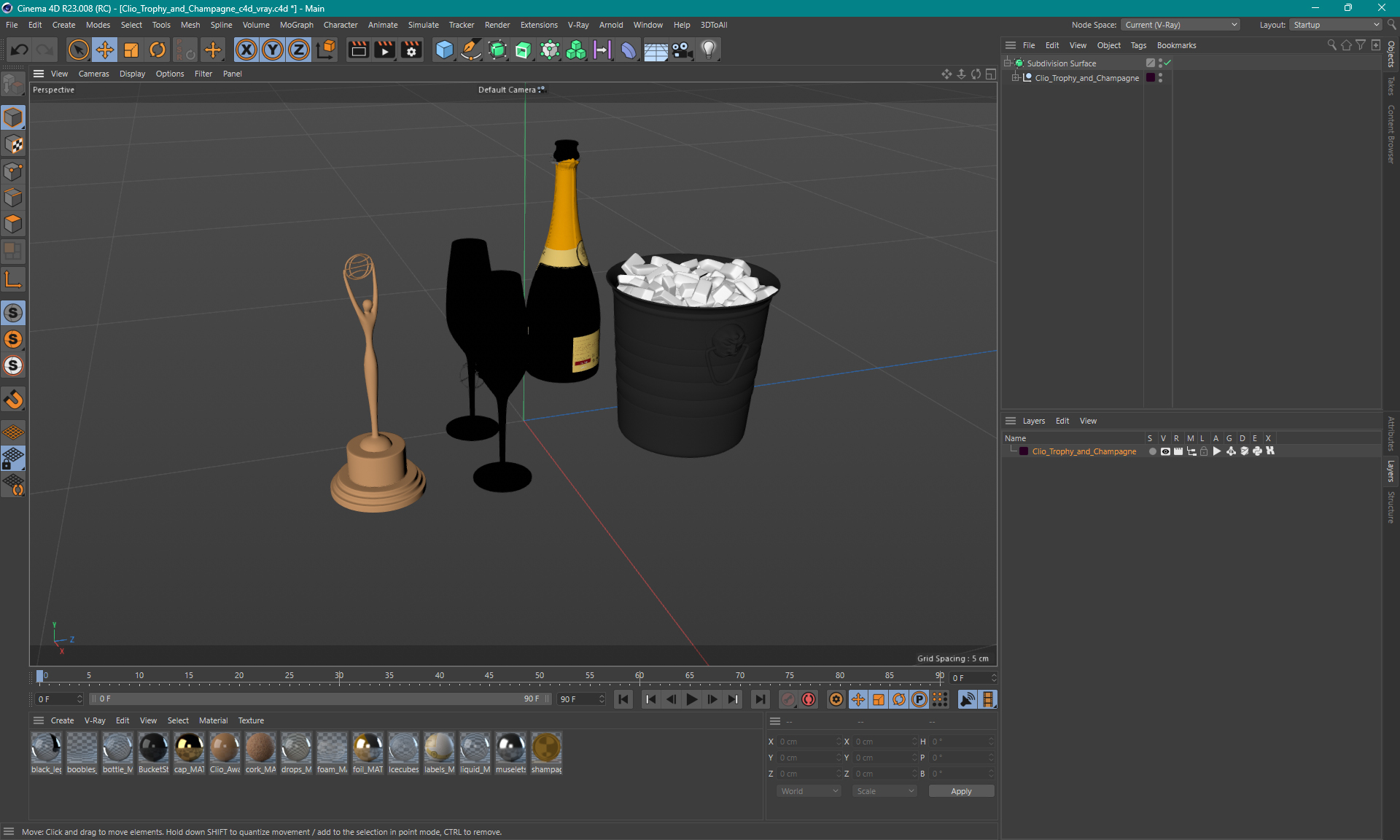 3D model Clio Trophy and Champagne