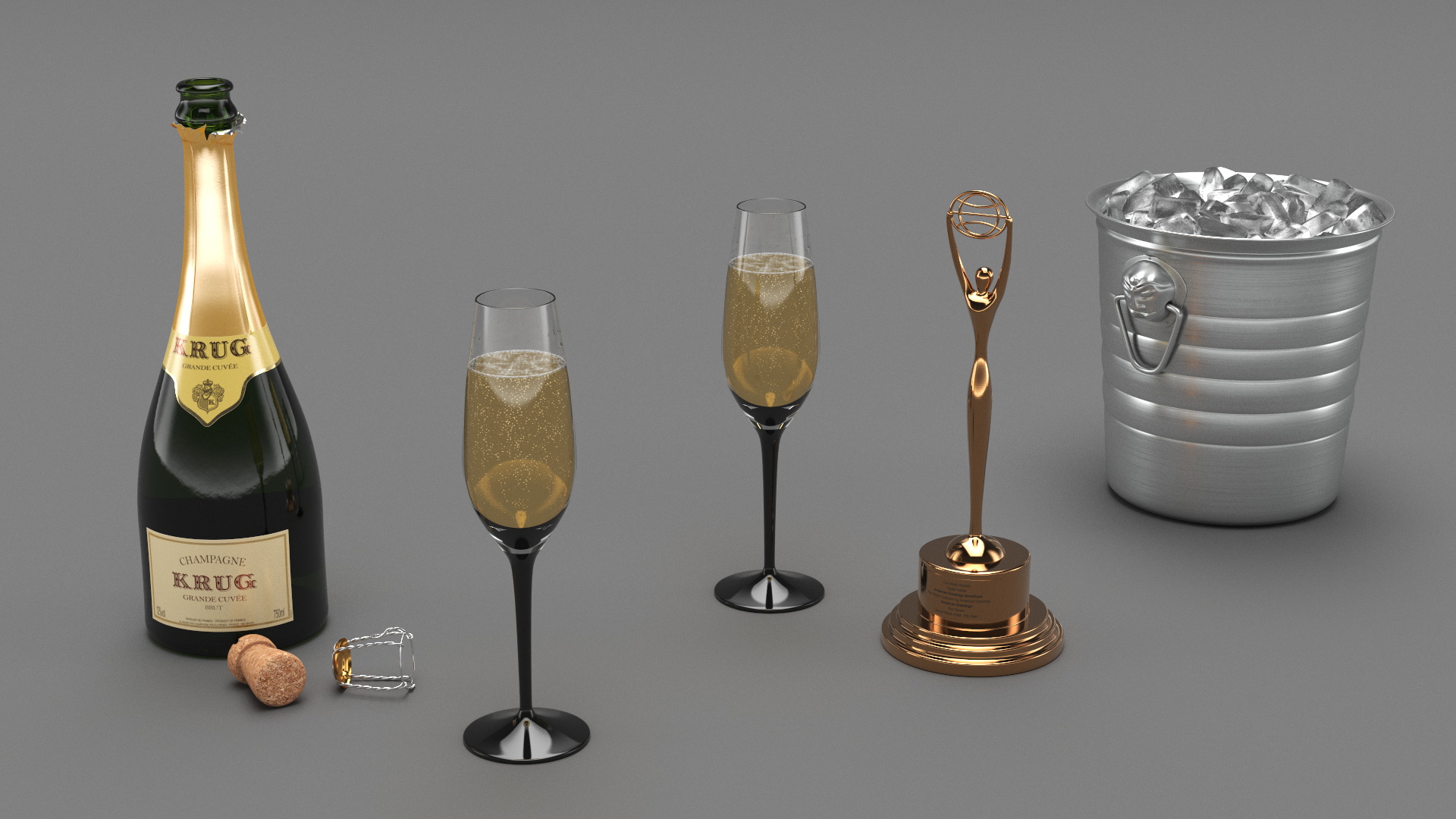 3D model Clio Trophy and Champagne