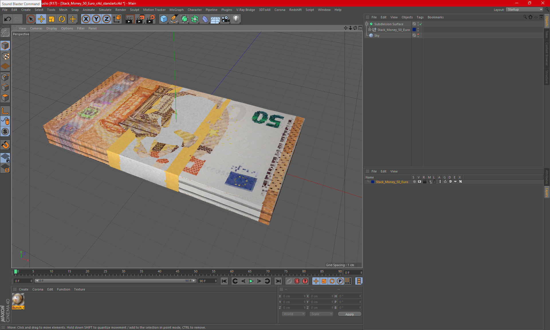 Stack Money 50 Euro 3D model