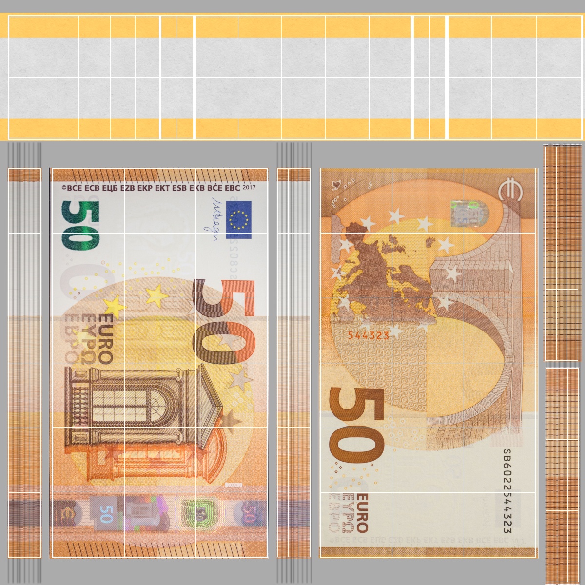 Stack Money 50 Euro 3D model