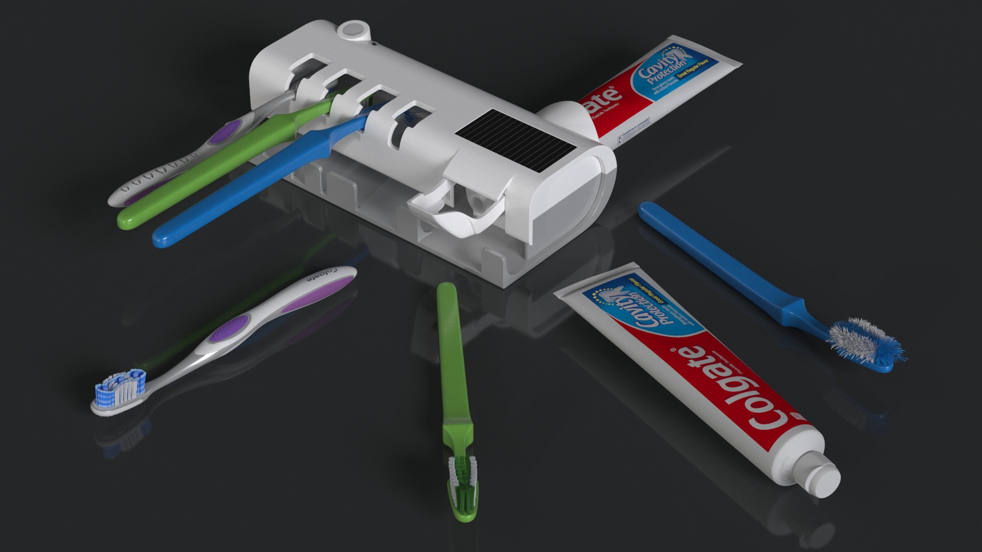 UV Toothbrush Sterilizer with Brushes 3D