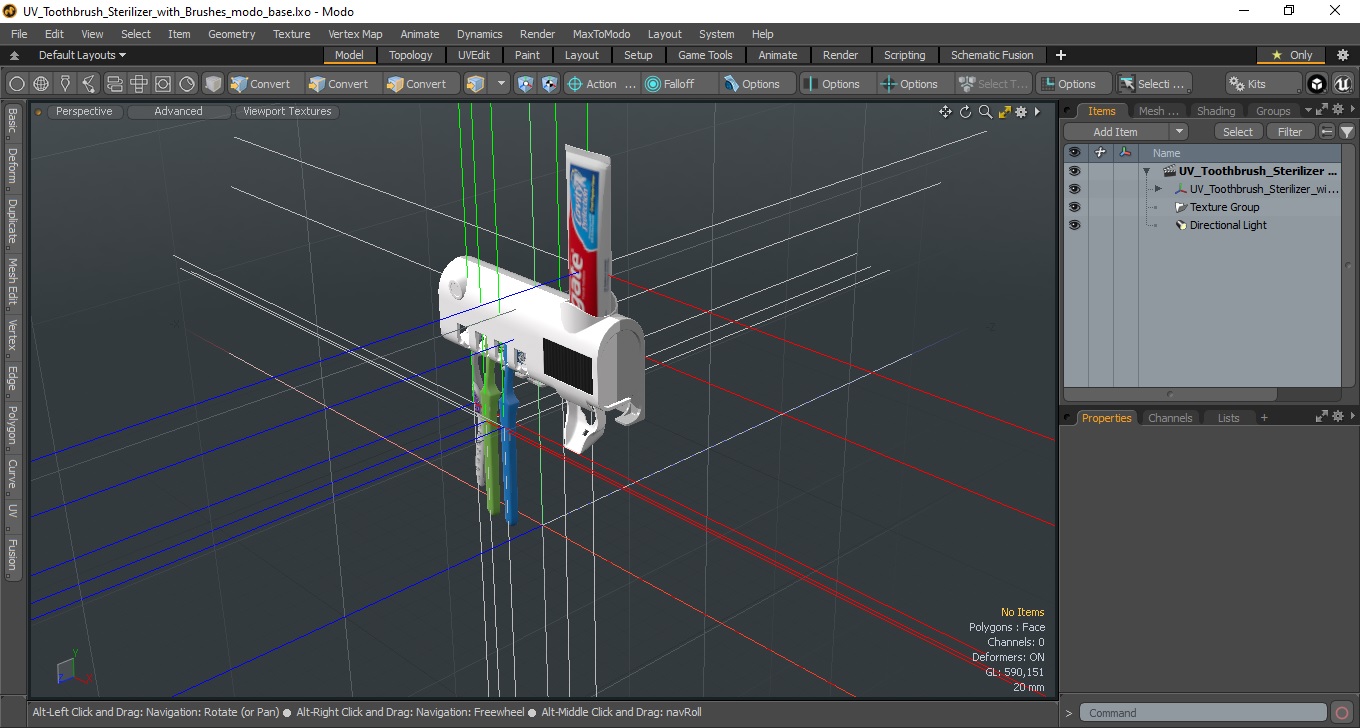 UV Toothbrush Sterilizer with Brushes 3D