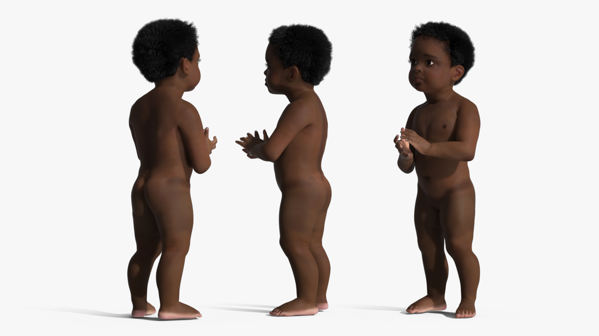 Little Dark Skin Boy Rigged 3D