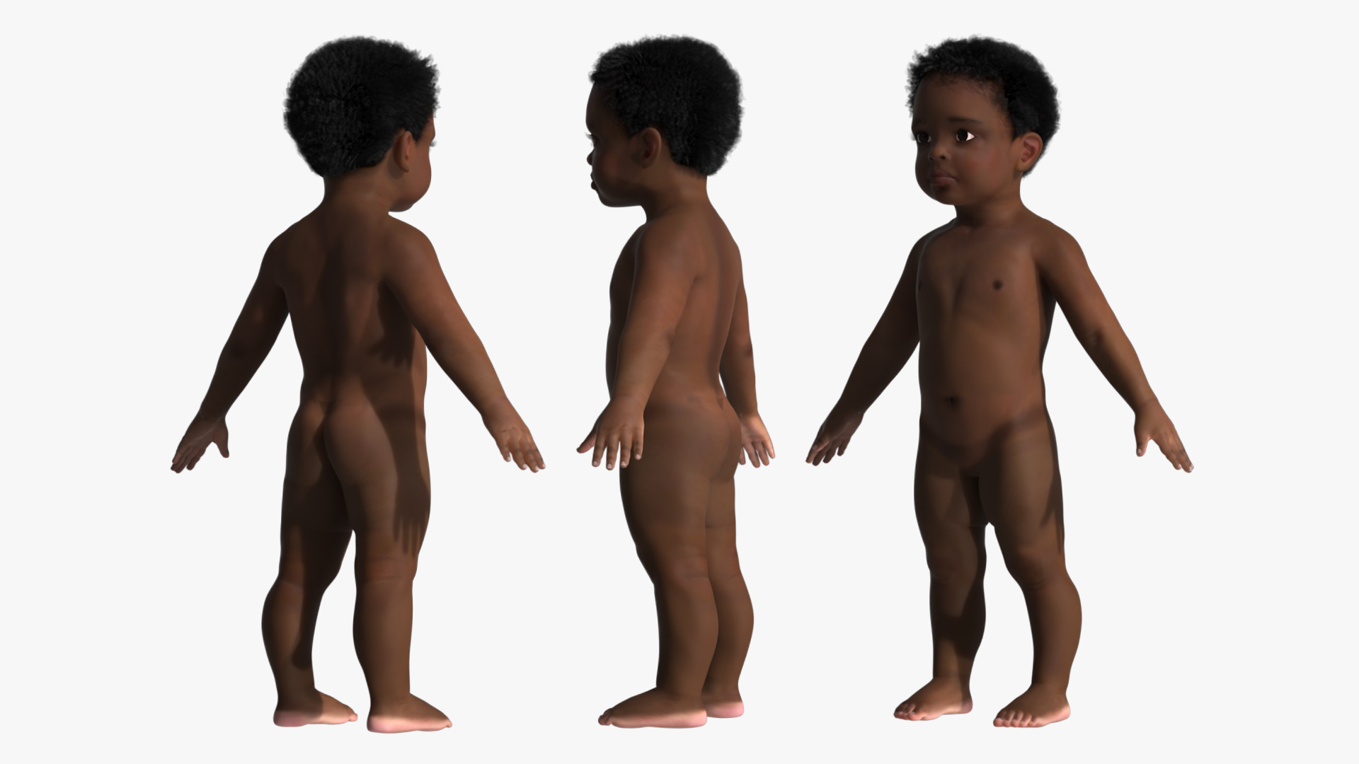 Little Dark Skin Boy Rigged 3D