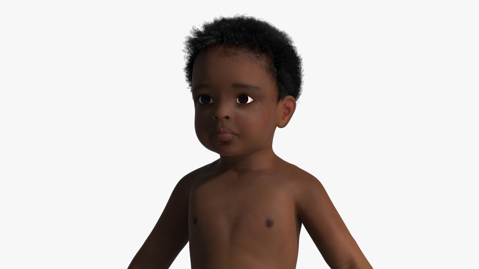 Little Dark Skin Boy Rigged 3D