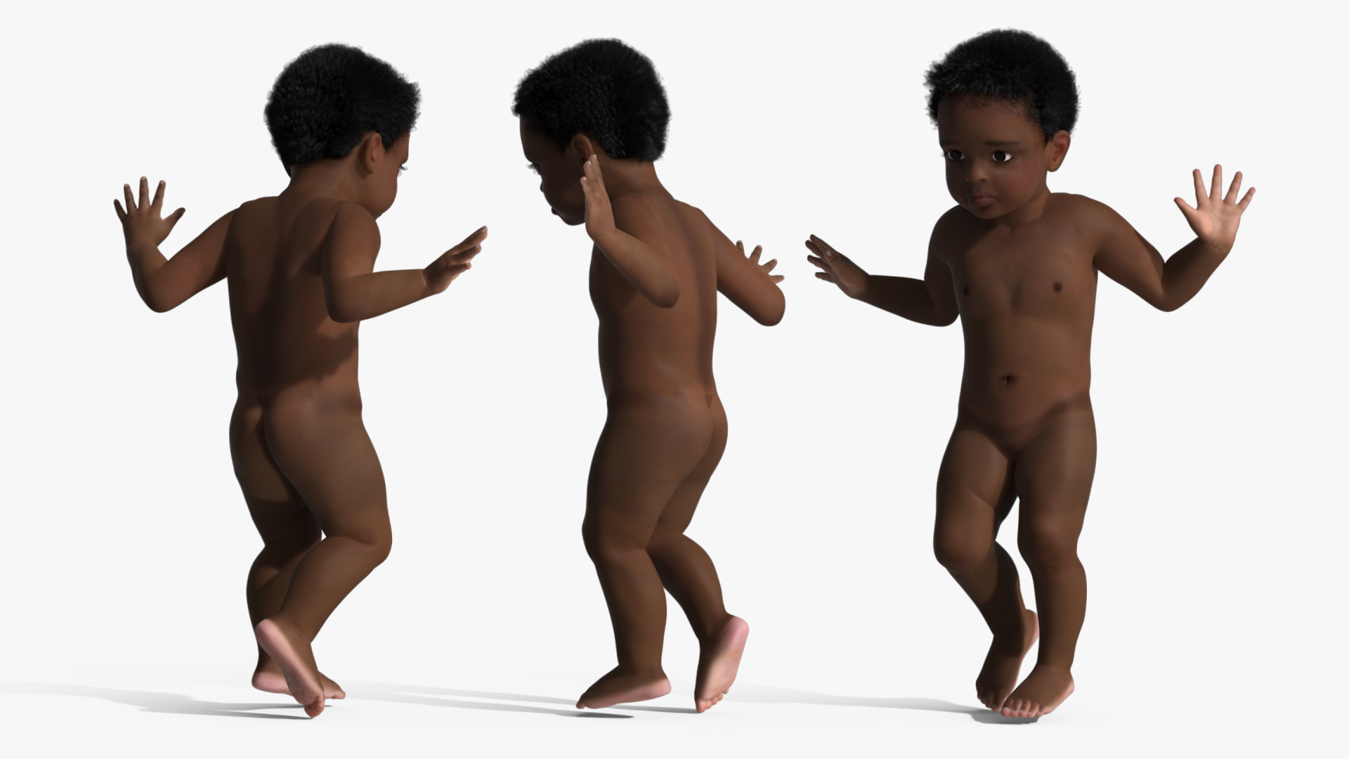 Little Dark Skin Boy Rigged 3D