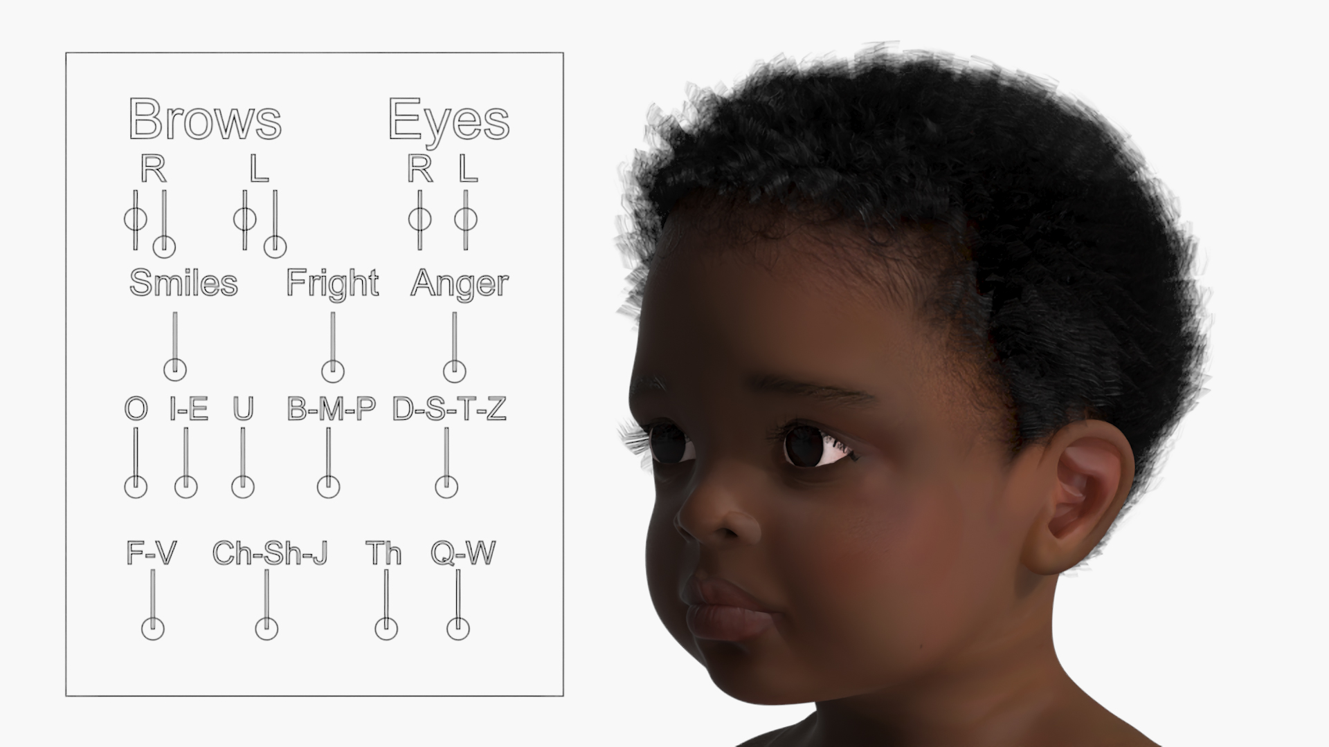 Little Dark Skin Boy Rigged 3D