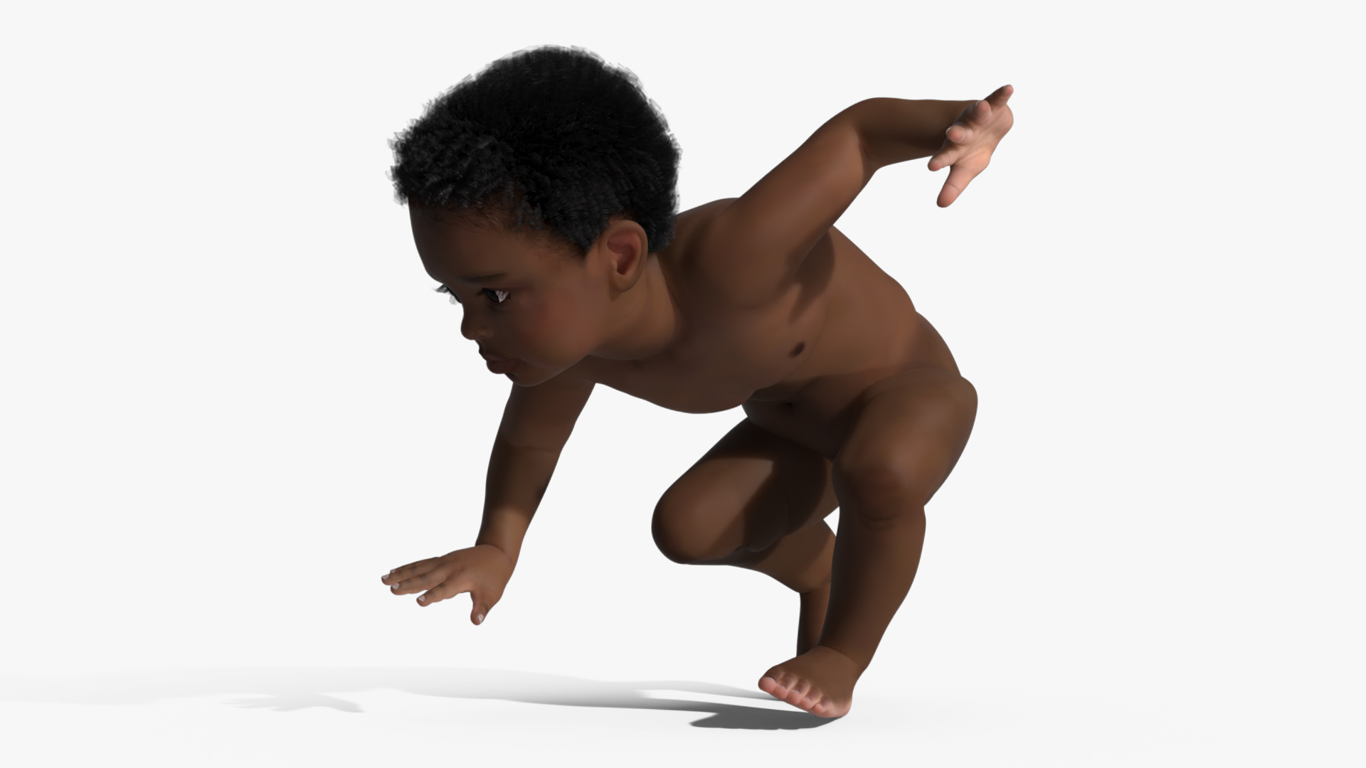 Little Dark Skin Boy Rigged 3D