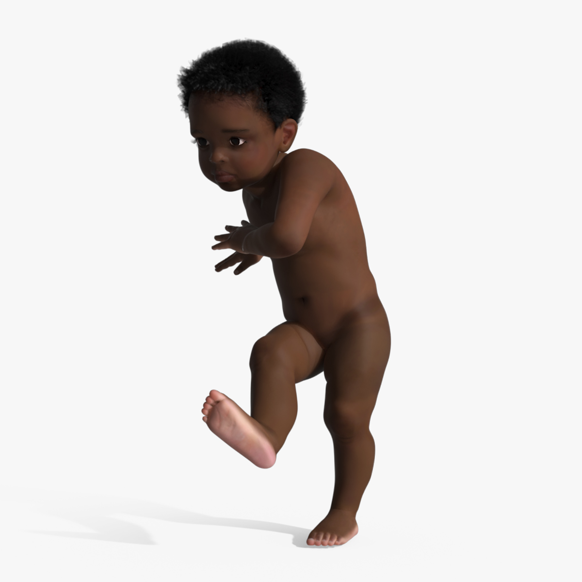 Little Dark Skin Boy Rigged 3D