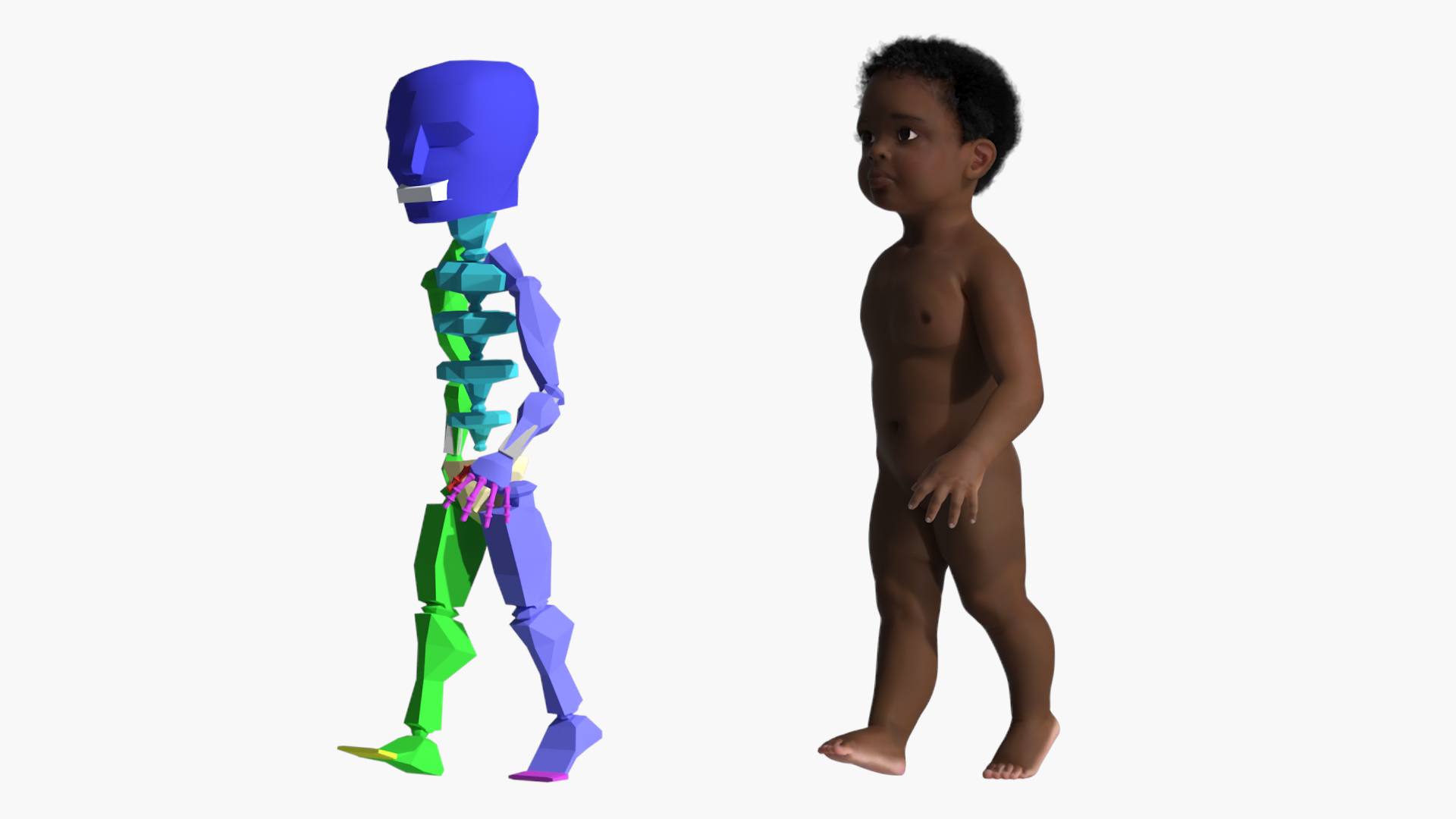 Little Dark Skin Boy Rigged 3D