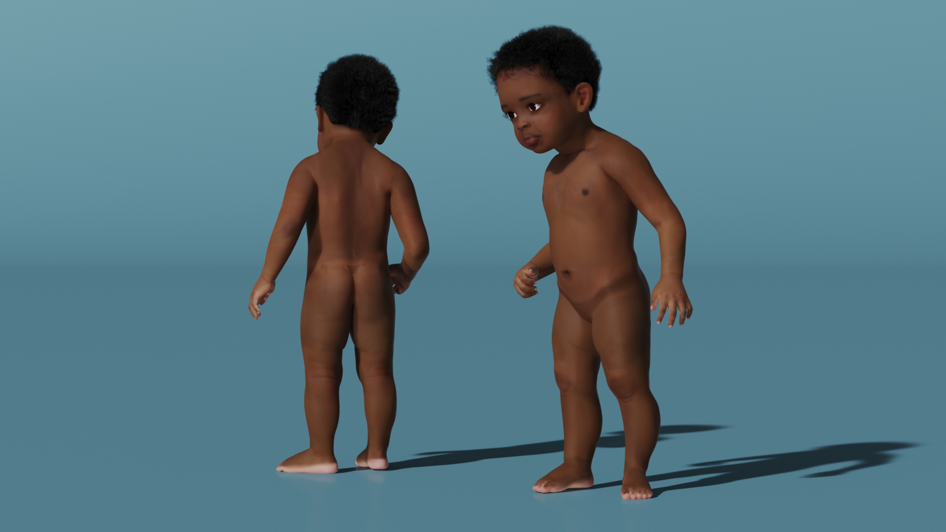 Little Dark Skin Boy Rigged 3D