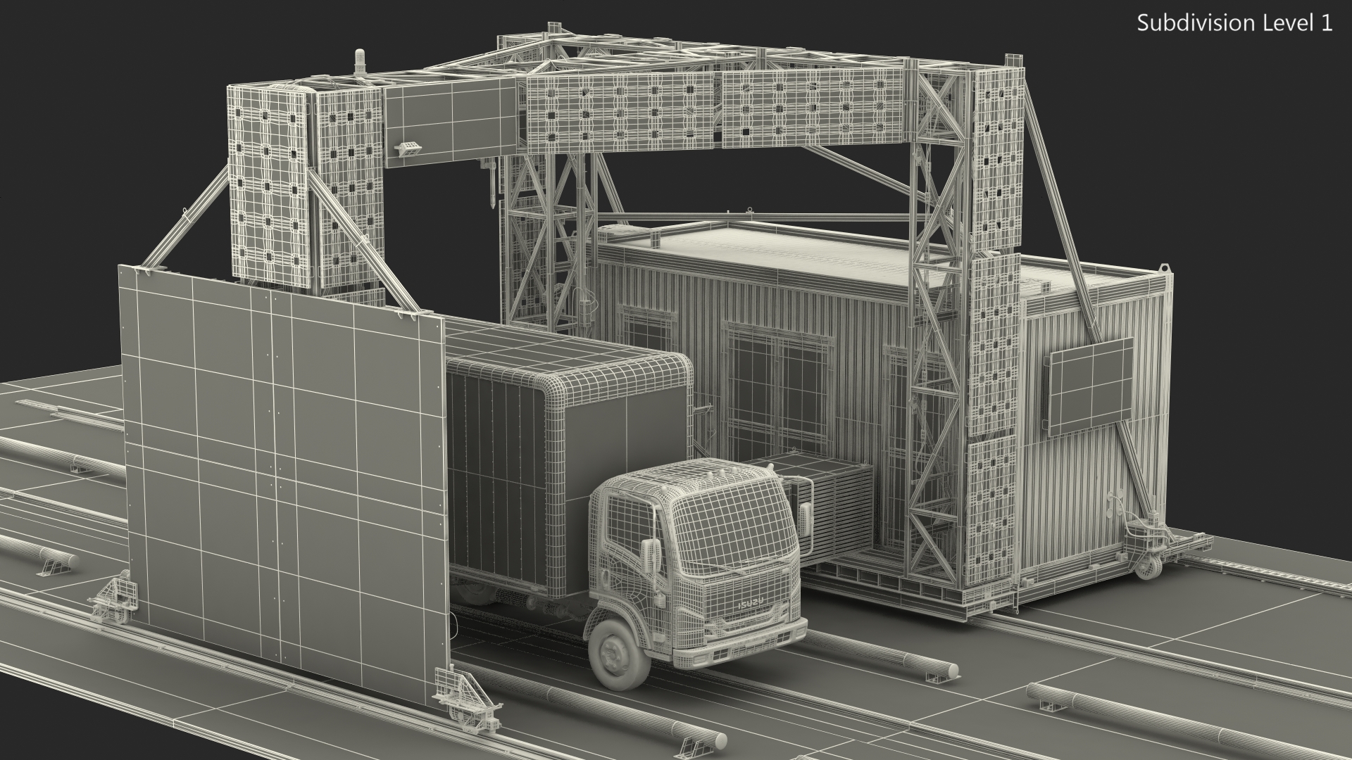 Freight Scanner HCVG with Isuzu Truck Rigged 3D model