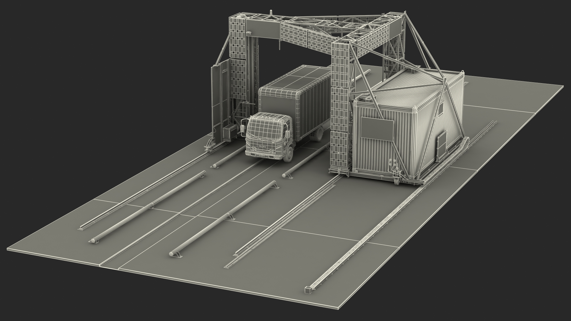 Freight Scanner HCVG with Isuzu Truck Rigged 3D model