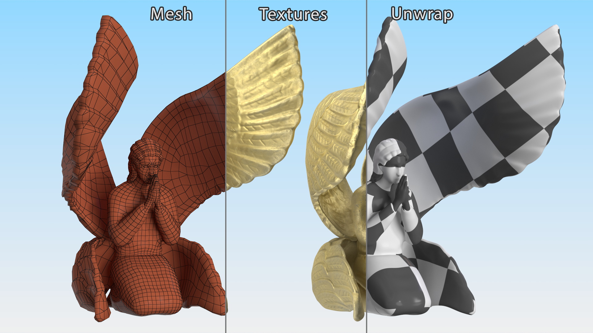 Praying Seraph Figure for 3D Print 3D model