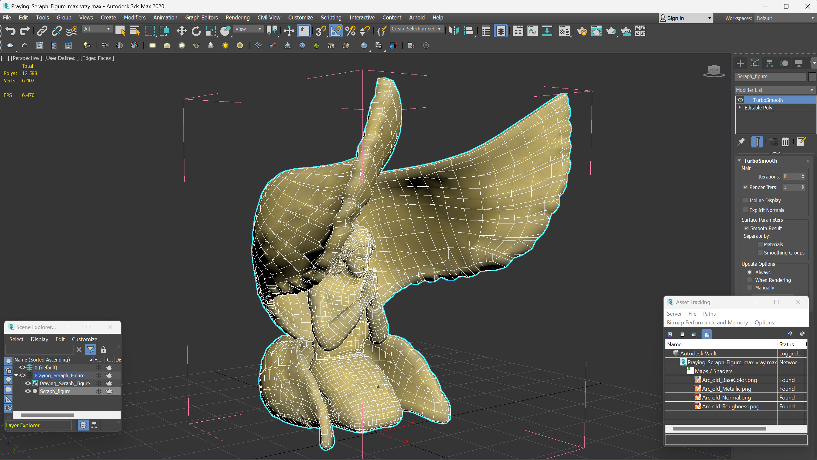 Praying Seraph Figure for 3D Print 3D model