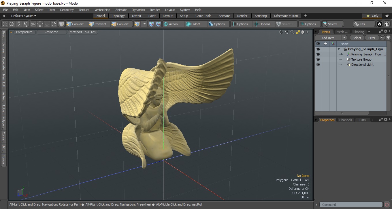 Praying Seraph Figure for 3D Print 3D model