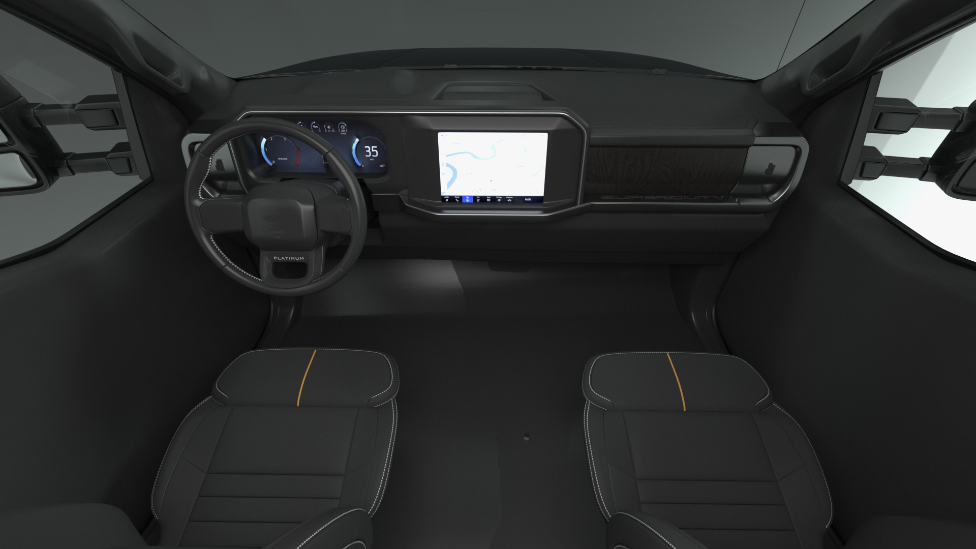 Ford Super Duty F550 Black Pickup Simple Interior 3D model