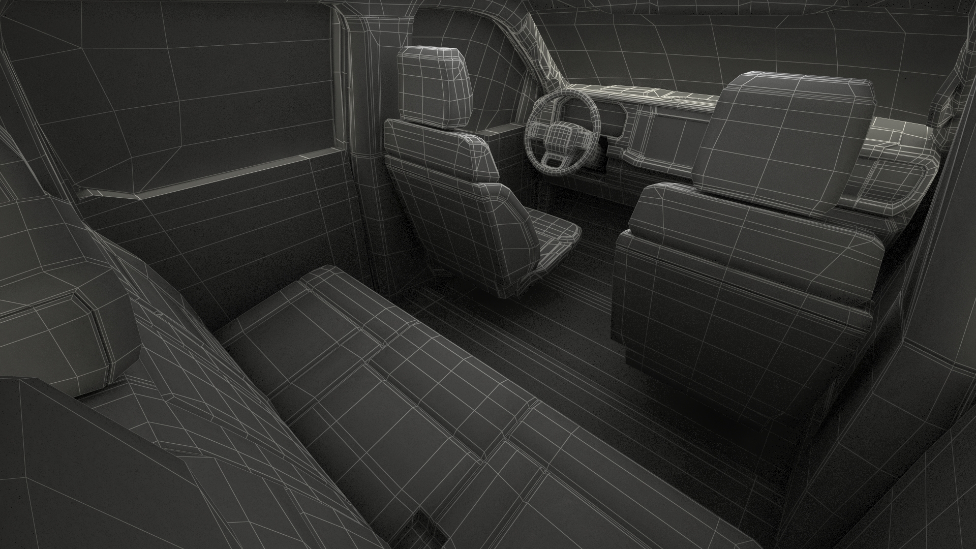 Ford Super Duty F550 Black Pickup Simple Interior 3D model