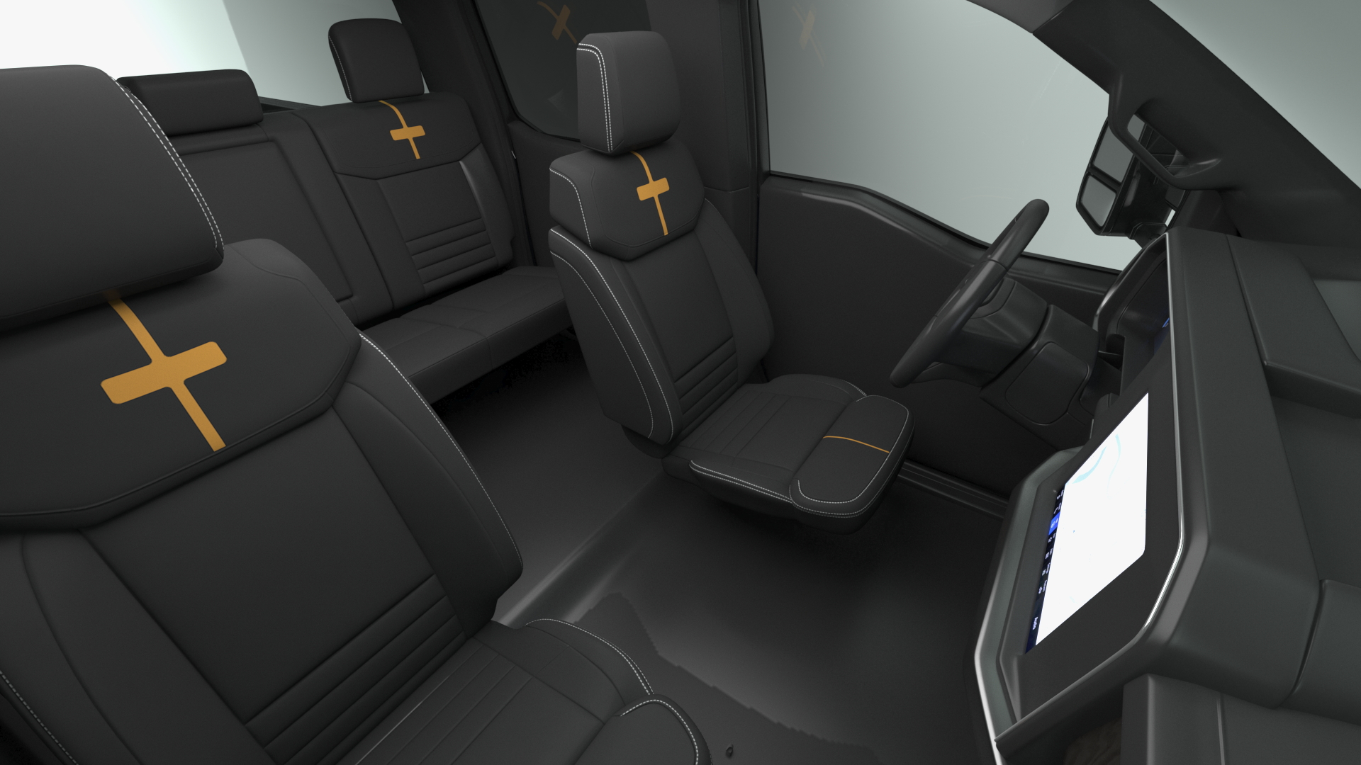 Ford Super Duty F550 Black Pickup Simple Interior 3D model