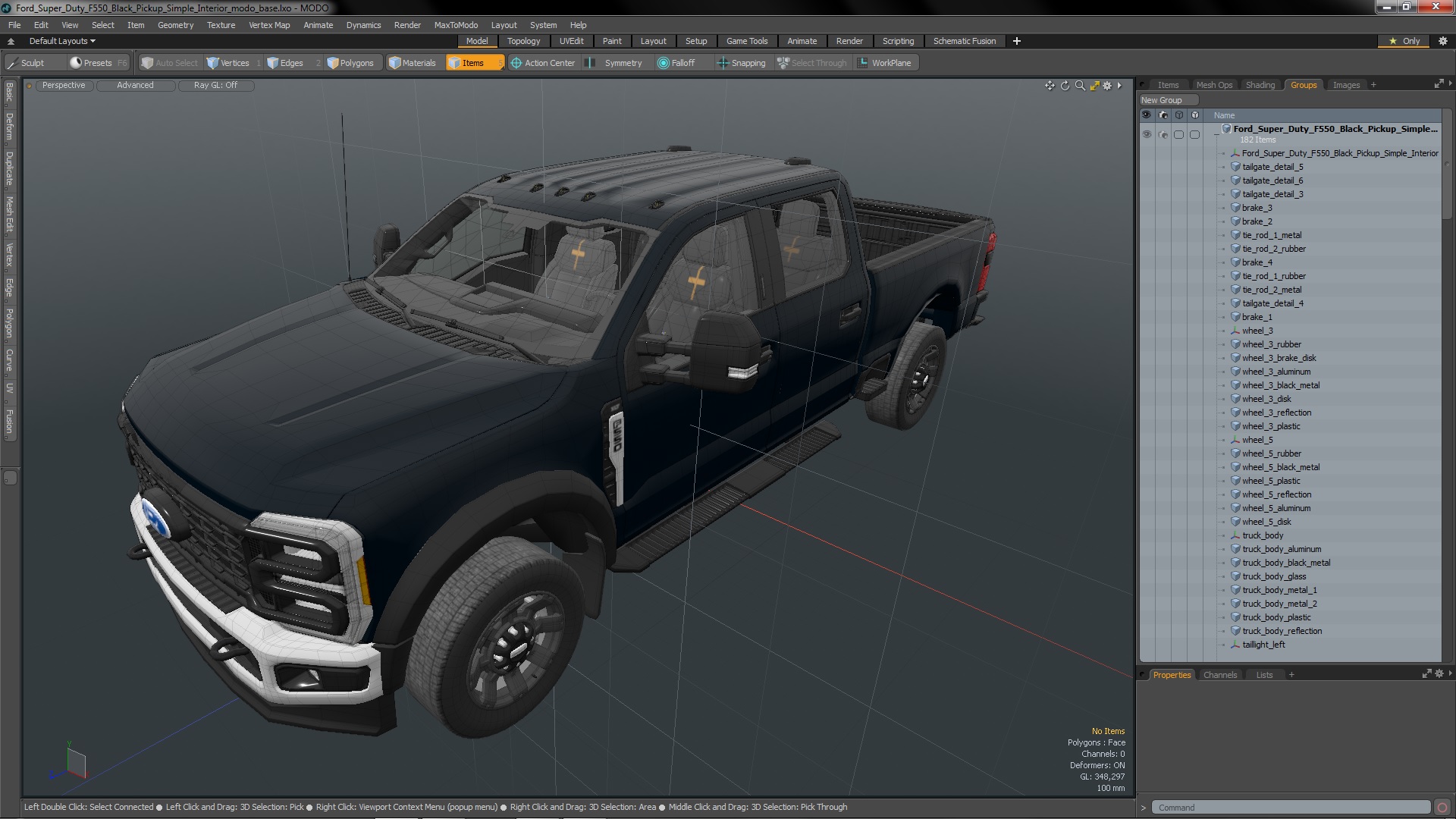 Ford Super Duty F550 Black Pickup Simple Interior 3D model