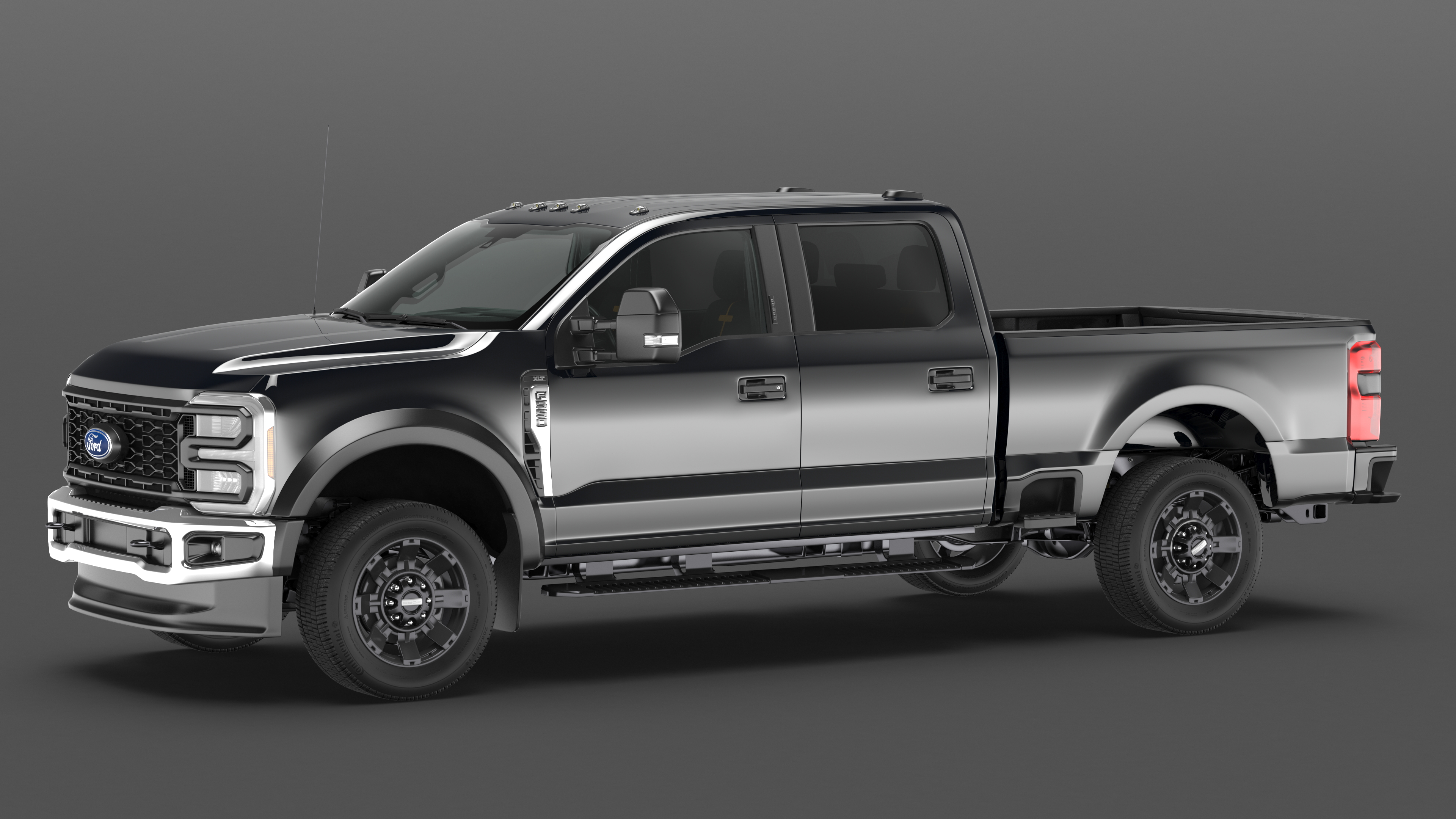 Ford Super Duty F550 Black Pickup Simple Interior 3D model