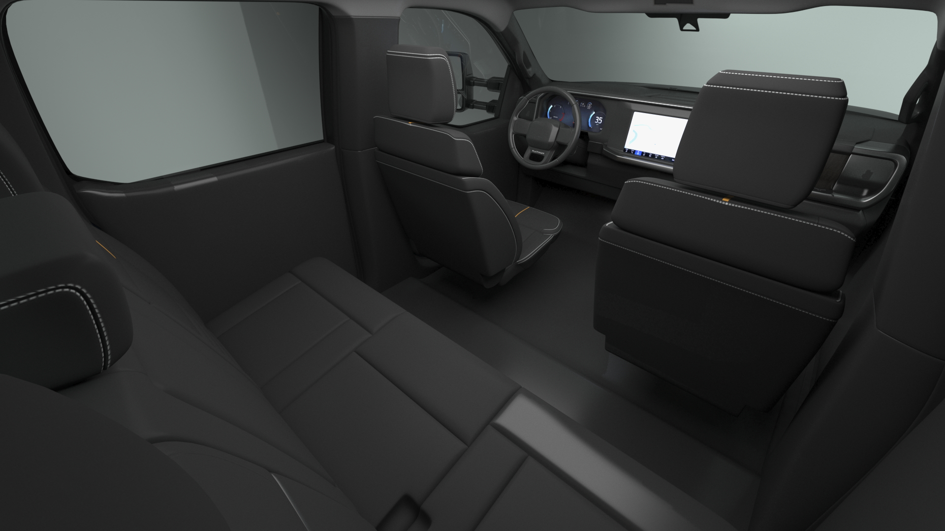 Ford Super Duty F550 Black Pickup Simple Interior 3D model