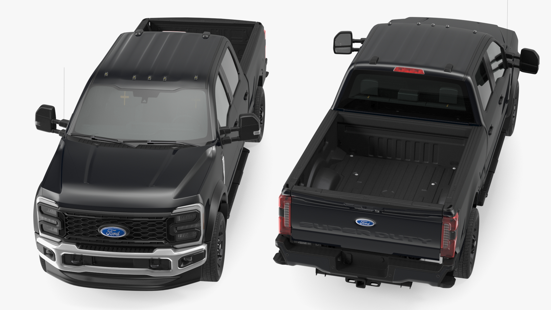 Ford Super Duty F550 Black Pickup Simple Interior 3D model