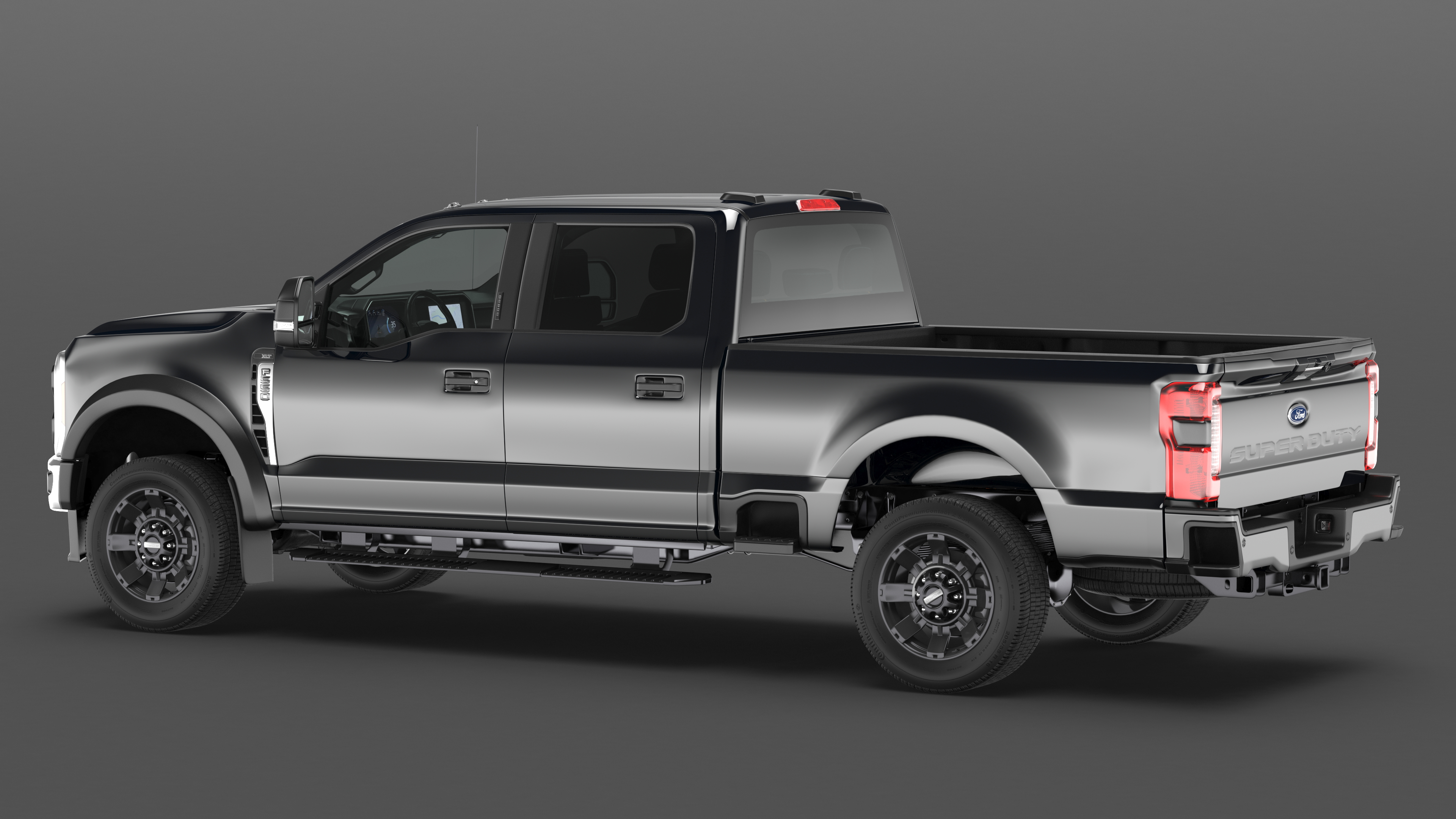 Ford Super Duty F550 Black Pickup Simple Interior 3D model