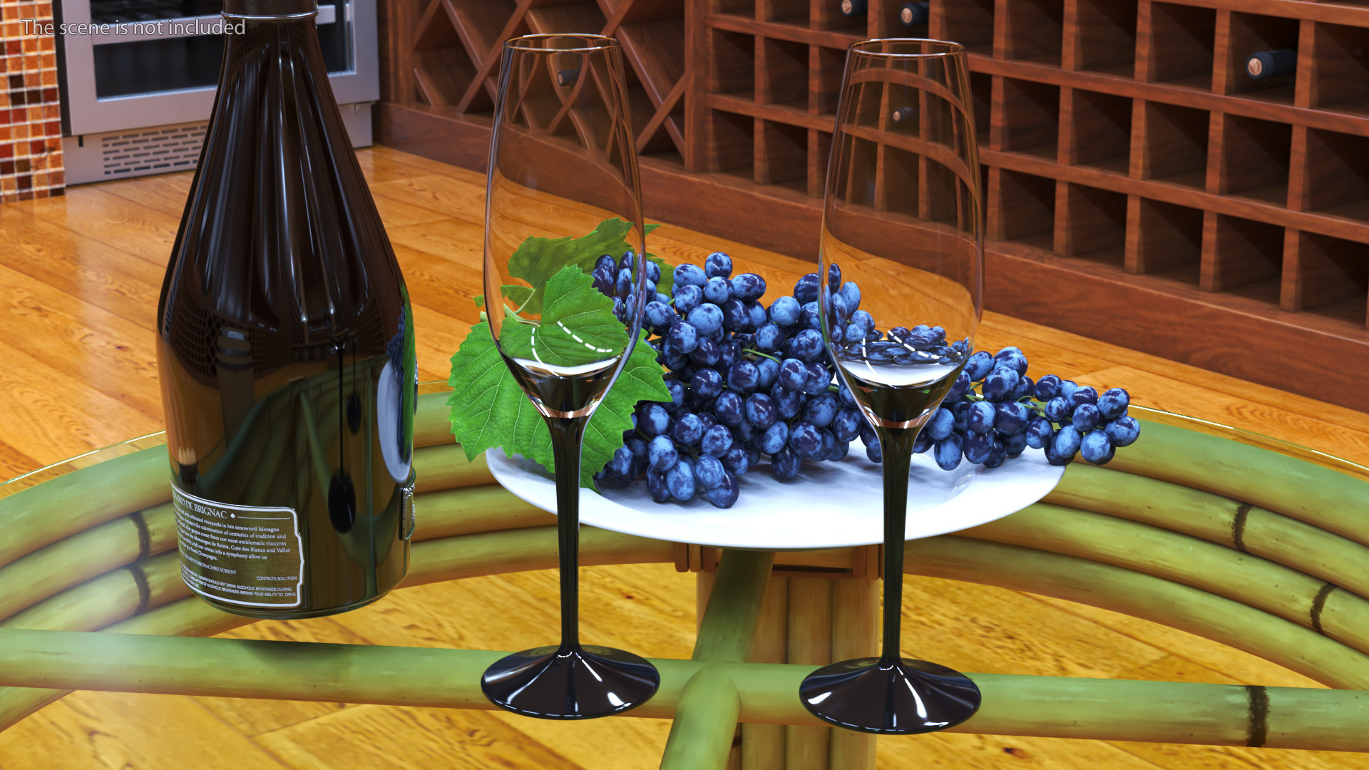 3D model Ace of Spades Champagne with Grapes