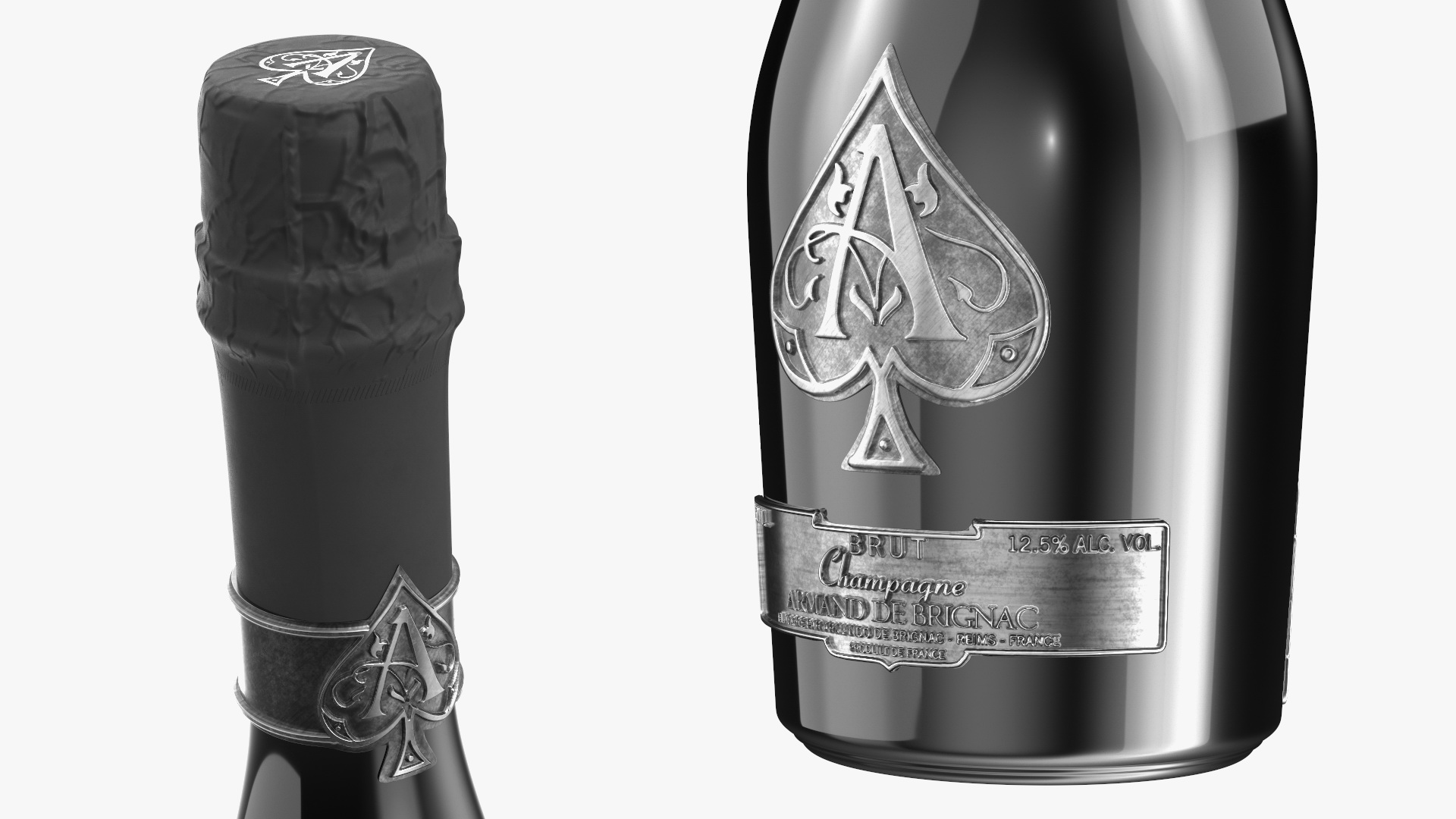 3D model Ace of Spades Champagne with Grapes