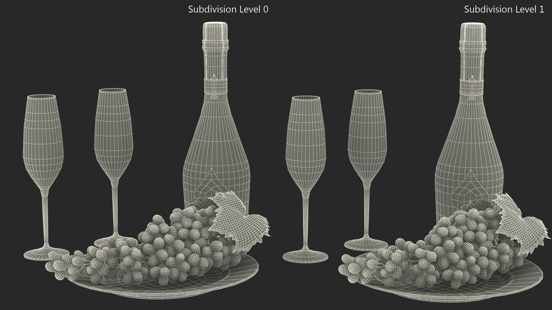 3D model Ace of Spades Champagne with Grapes