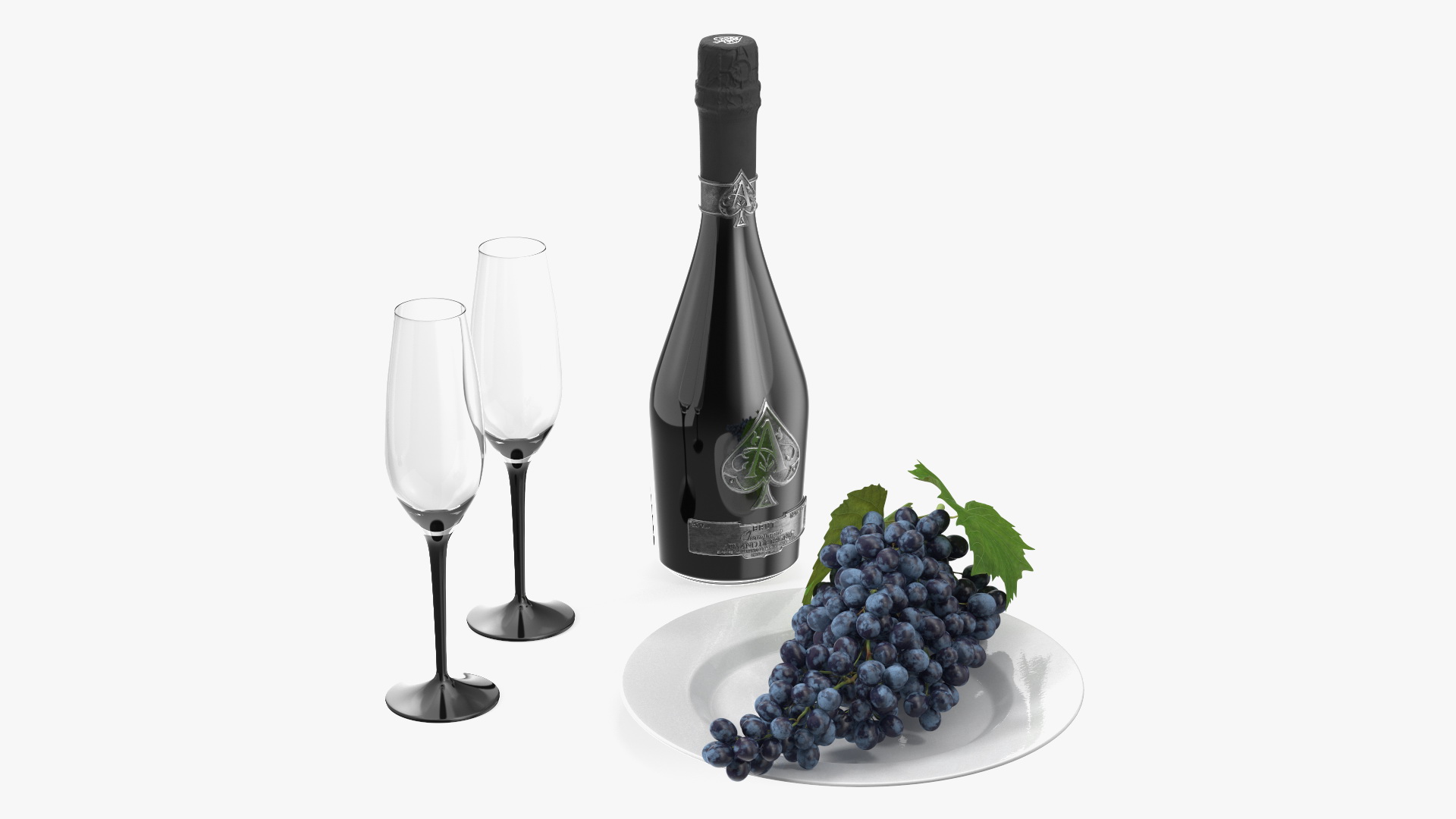 3D model Ace of Spades Champagne with Grapes